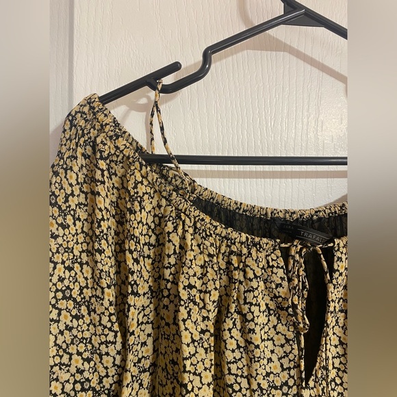 Zara Off Cold Shoulder Mini Floral Boho Long Sleeve Flowy Dress Size Large - Picture 4 of 13